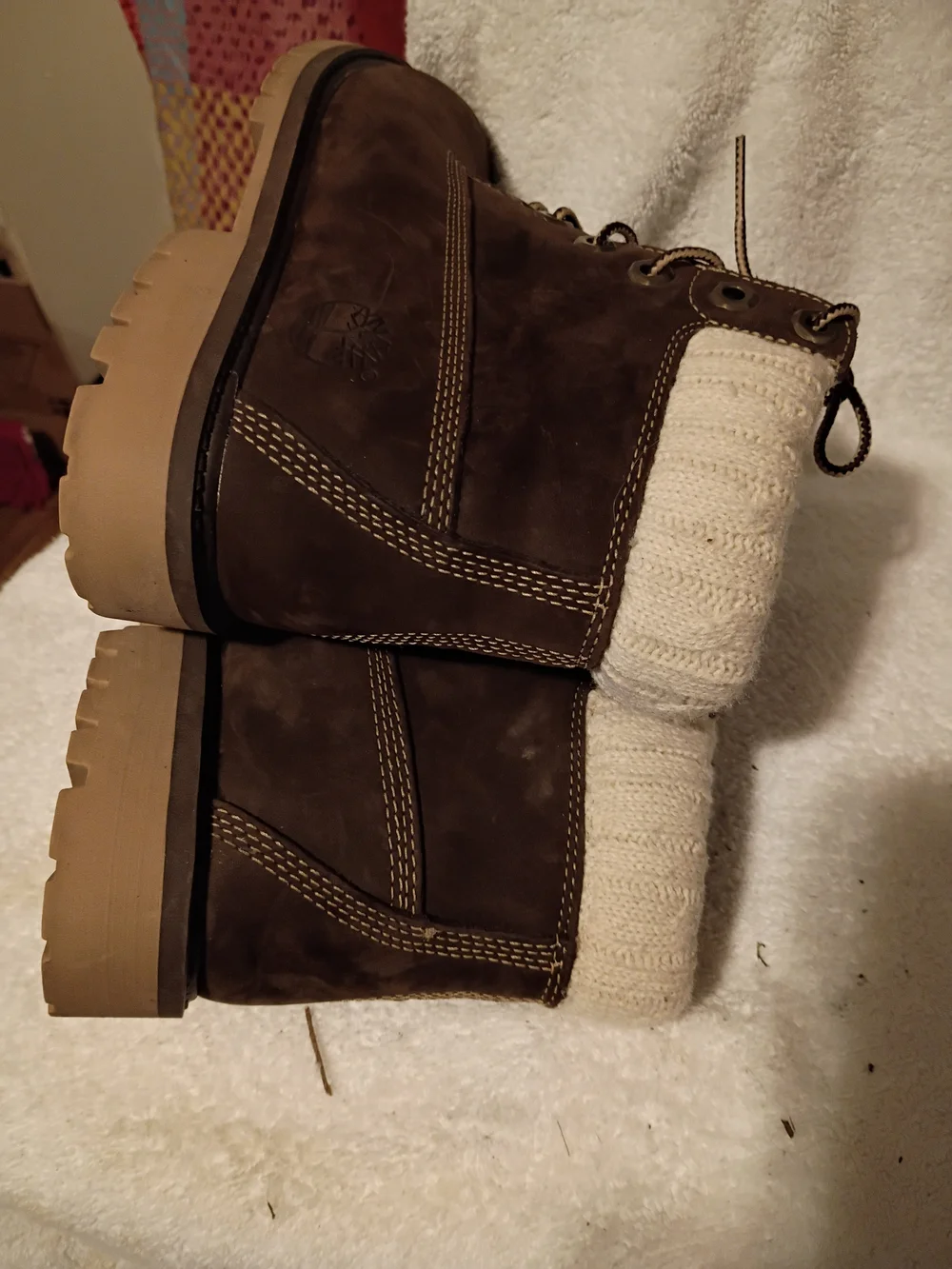 Timberland Brown Kids Boots with Cream Cuff